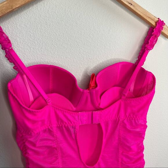 Victoria's Secret "Sexy Little Things" Hot Pink Corset Lingerie Bustier 34C - Picture 5 of 10